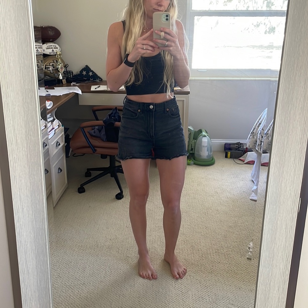 Mercian eagle high waisted black shorts